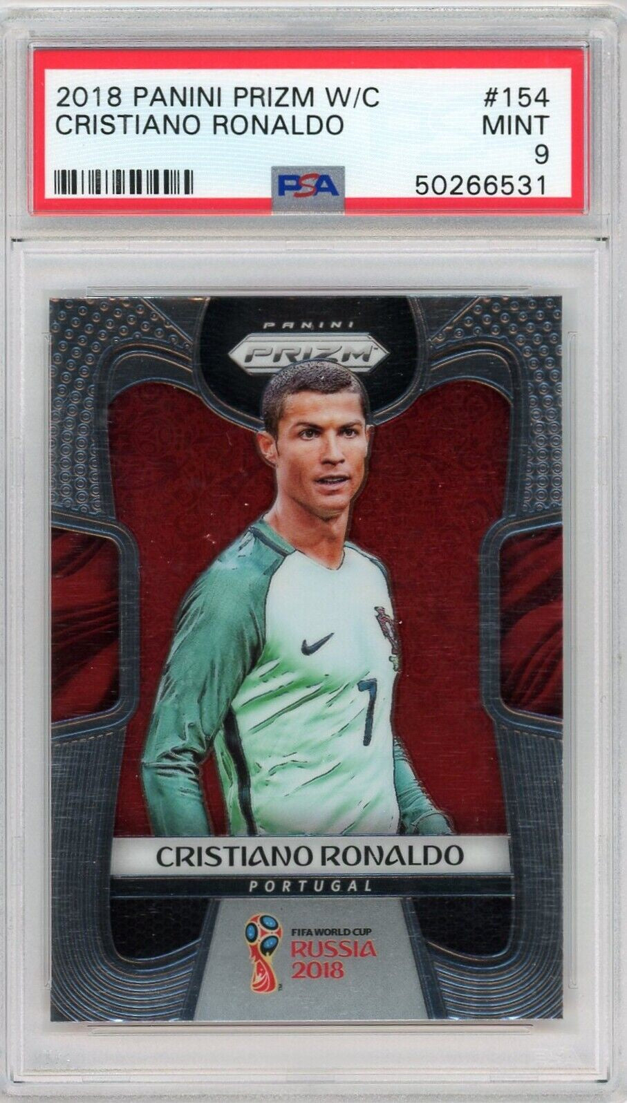 Cristiano Ronaldo 1x Sports Card/Sticker Single In Portugal National Football Team Jersey (Graded 8 or Higher, Various Grading Companies, Randomly Selected, Stock Photo - May Not Get Cards In Picture)