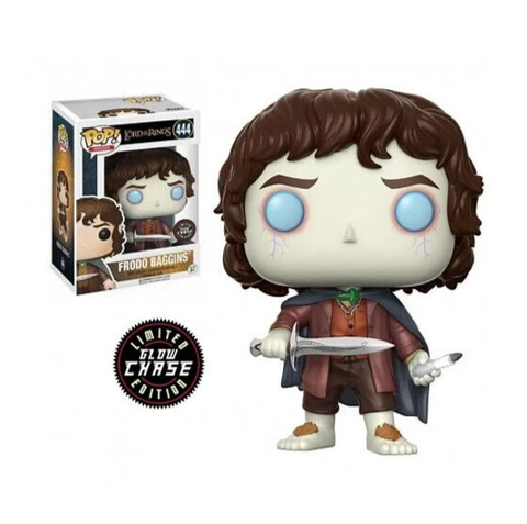Funko POP! Movies: The Lord of the Rings - Frodo Baggins #444 Vinyl Figure Glow CHASE (Wear to Box)