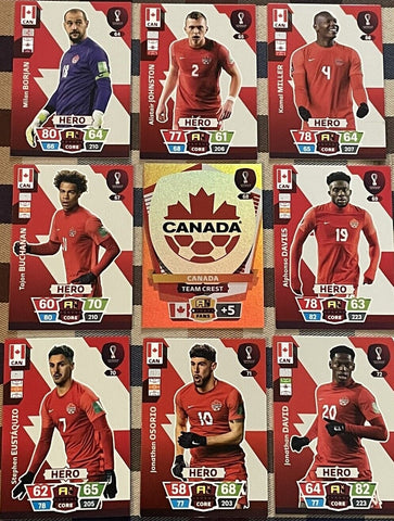 Adrenalyn XL Qatar 2022 World Cup Full Team Set of 9 Team Canada Cards (Including Alphonso Davies)