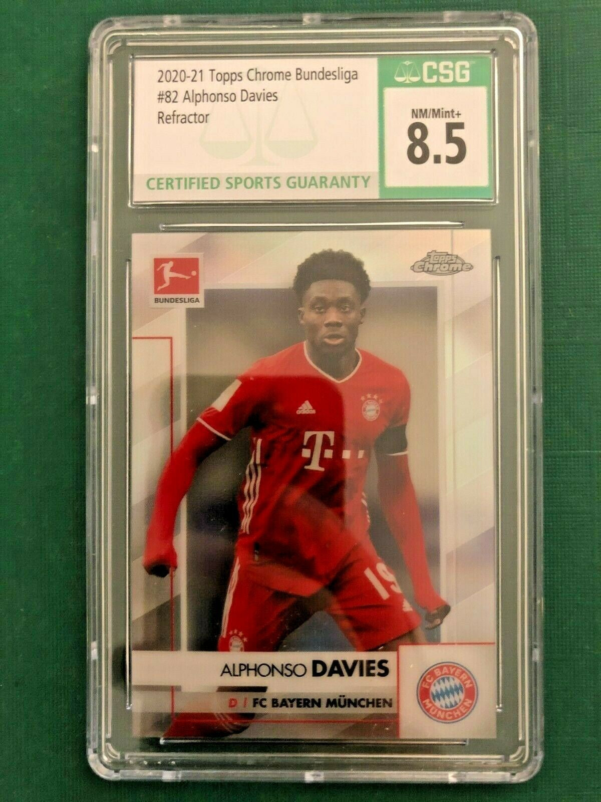 Alphonso Davies 1x Sports Card Single (CSG Graded 9 or Higher, Various Grading Companies, Randomly Selected, Stock Photo - Will Not Get Card In Picture, Used as an Example Only)