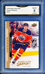 Connor McDavid - GRADED NHL Hockey REPACK - 1x Sports Card Single (Graded 8 or Higher, Various Grading Companies, Randomly Selected, Stock Photo - May Not Get Cards In Picture)