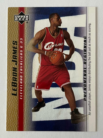 LeBron James 2004 Upper Deck Phenomenal Beginning  From Box Set RC (Rookie Card) #15 - Gold Parallel (Crease on Corner)