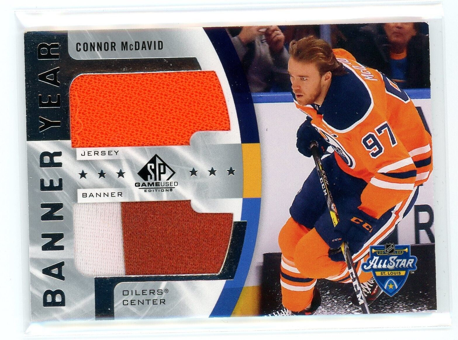 2020-21 Upper Deck SP Game Used Banner Year Jersey Patch - Connor McDavid #BYJ-CM Memorabilia Card