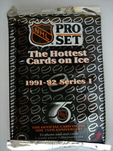 1991-92 Pro Set Series 1 NHL Hockey Wax Pack (15 Cards a Pack)