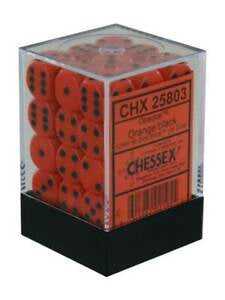Chessex - Opaque 36D6-Die Dice Set - Orange/Black 12MM