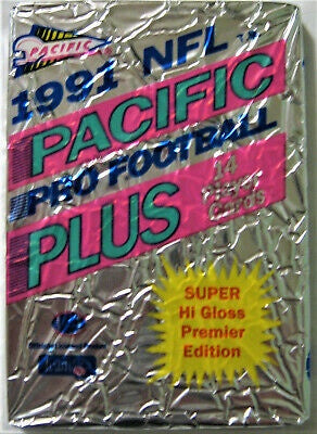 1991 NFL Pacific Plus Series 1 Pro Football Premier Edition Foil Pack (14 Player Cards Per Pack)