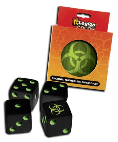 Legion Six-Sided 9 Iconic Themed Black Dice - Biohazard