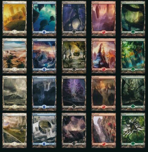 MTG Magic the Gathering: 100 Card Full Art Basic Land Bundle (20 Plains/Islands/Swamps/Mountains/Forests)