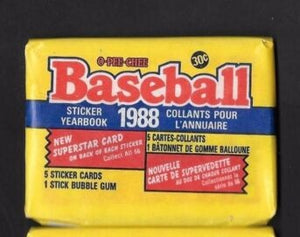 1988 O-Pee-Chee MLB Baseball Yearbook Stickers Wax Pack - 5 Sticker Cards Per Pack