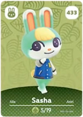 433 Sasha Authentic Animal Crossing Amiibo Card - Series 5