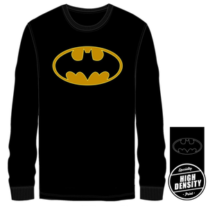 BATMAN – Logo High Density Outline Men's Black Long Sleeve Tee