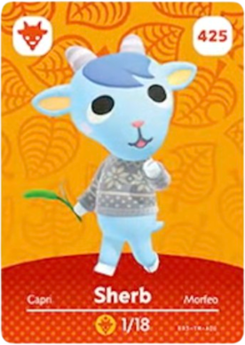 425 Sherb Authentic Animal Crossing Amiibo Card - Series 5
