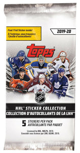 2019-20 Topps Hockey Sticker Pack (5 Stickers Per Pack)