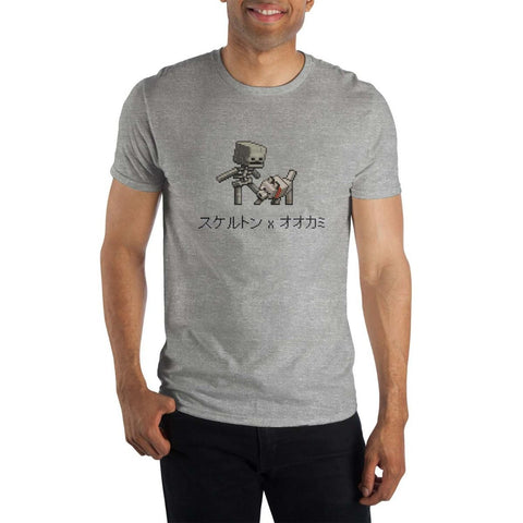 Minecraft - Skeleton X Wolf Men's Grey T-Shirt