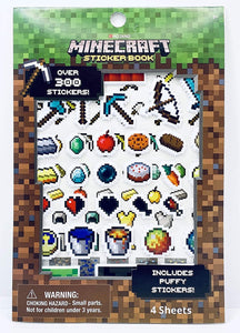 Minecraft Sticker Book - 4 Sheets Over 300 Stickers (1 Sheet of Raised Stickers)