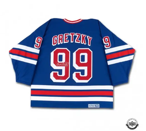 UDA Upper Deck Authenticated Autographed Wayne Gretzky Autographed Vintage Throwback Blue CCM New York Rangers Jersey (Special Order) (Local Pick-Up Only)