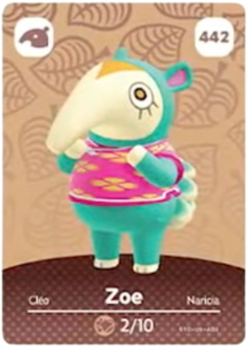 442 Zoe Authentic Animal Crossing Amiibo Card - Series 5